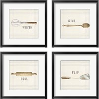 Framed 'Floursack Kitchen Sign 4 Piece Framed Art Print Set' border=