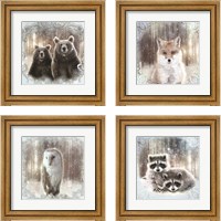 Framed 'Enchanted Winter Bears 4 Piece Framed Art Print Set' border=