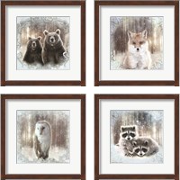 Framed 'Enchanted Winter Bears 4 Piece Framed Art Print Set' border=