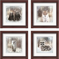 Framed 'Enchanted Winter Bears 4 Piece Framed Art Print Set' border=