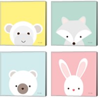 Framed 'Cuddly Animal 4 Piece Canvas Print Set' border=