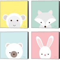 Framed 'Cuddly Animal 4 Piece Canvas Print Set' border=