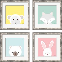 Framed 'Cuddly Animal 4 Piece Framed Art Print Set' border=