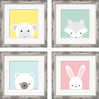 Framed 'Cuddly Animal 4 Piece Framed Art Print Set' border=