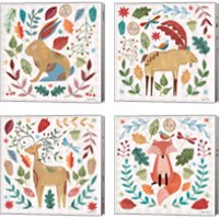 Framed 'Whimsical Woodland 4 Piece Canvas Print Set' border=