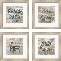 Framed 'Beach Path 4 Piece Framed Art Print Set' border=