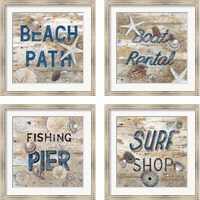 Framed 'Beach Path 4 Piece Framed Art Print Set' border=