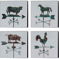 Framed 'Rural Relic Cow 4 Piece Canvas Print Set' border=