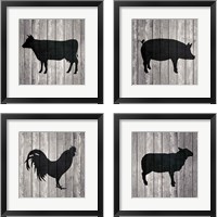 Framed 'Barn Animal 4 Piece Framed Art Print Set' border=