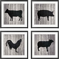 Framed 'Barn Animal 4 Piece Framed Art Print Set' border=