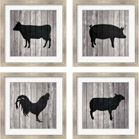 Framed 'Barn Animal 4 Piece Framed Art Print Set' border=