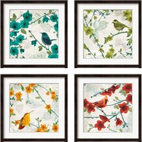 Framed 'Birds and Butterflies 4 Piece Framed Art Print Set' border=