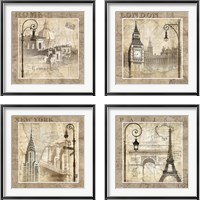 Framed 'City 4 Piece Framed Art Print Set' border=