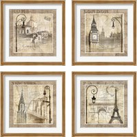 Framed 'City 4 Piece Framed Art Print Set' border=