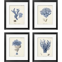 Framed 'Antique Coral in Navy 4 Piece Framed Art Print Set' border=