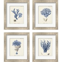 Framed 'Antique Coral in Navy 4 Piece Framed Art Print Set' border=