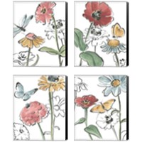 Framed 'Boho Florals 4 Piece Canvas Print Set' border=