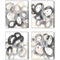 Framed 'Tangled Circuit 4 Piece Canvas Print Set' border=