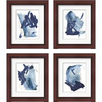 Framed 'Indigo Collide 4 Piece Framed Art Print Set' border=