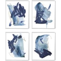 Framed 'Indigo Collide 4 Piece Canvas Print Set' border=