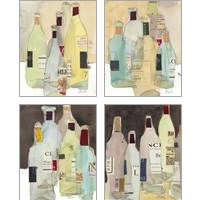 Framed 'Wines & Spirits 4 Piece Art Print Set' border=