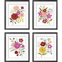 Framed 'Simple Flora 4 Piece Framed Art Print Set' border=