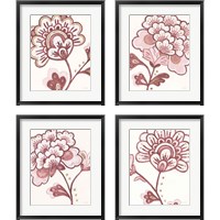 Framed 'Flora Chinoiserie Pink 4 Piece Framed Art Print Set' border=