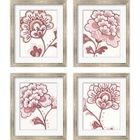 Framed 'Flora Chinoiserie Pink 4 Piece Framed Art Print Set' border=