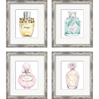 Framed 'Glamour Pup Perfume 4 Piece Framed Art Print Set' border=