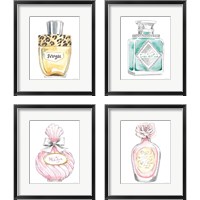 Framed 'Glamour Pup Perfume 4 Piece Framed Art Print Set' border=