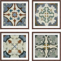 Framed 'Old World Tile 4 Piece Framed Art Print Set' border=