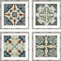 Framed 'Old World Tile 4 Piece Framed Art Print Set' border=