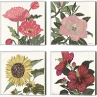 Framed 'Floral Study 4 Piece Canvas Print Set' border=