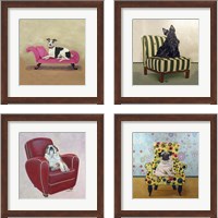 Framed 'Dogs on Chairs 4 Piece Framed Art Print Set' border=