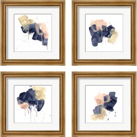 Framed 'Earthtone Gesture 4 Piece Framed Art Print Set' border=