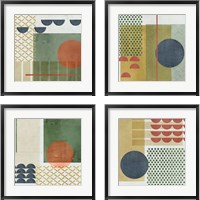 Framed 'Soleil Rouge 4 Piece Framed Art Print Set' border=