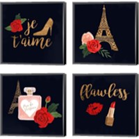 Framed 'Oui Oui Glam 4 Piece Canvas Print Set' border=