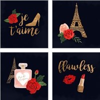 Framed 'Oui Oui Glam 4 Piece Art Print Set' border=