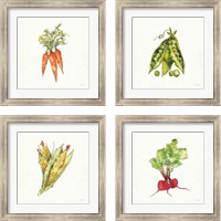 Framed 'Veggie Market 4 Piece Framed Art Print Set' border=