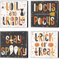 Framed 'Retro Halloween 4 Piece Canvas Print Set' border=