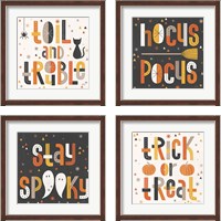 Framed 'Retro Halloween 4 Piece Framed Art Print Set' border=