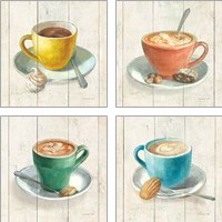 Framed 'Wake Me Up Coffee 4 Piece Art Print Set' border=