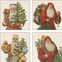 Framed 'Victorian Santa 4 Piece Art Print Set' border=