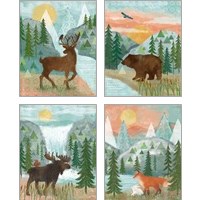Framed 'Woodland Forest 4 Piece Art Print Set' border=