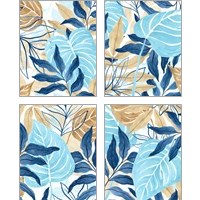 Framed 'Blue Jungle 4 Piece Art Print Set' border=