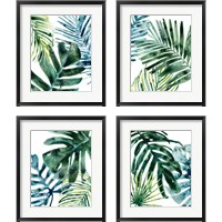 Framed 'Tropical Leaf Medley 4 Piece Framed Art Print Set' border=