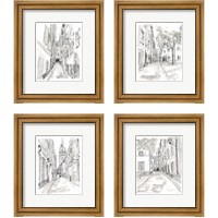 Framed 'European City Sketch 4 Piece Framed Art Print Set' border=