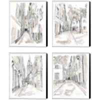 Framed 'European City Sketch 4 Piece Canvas Print Set' border=