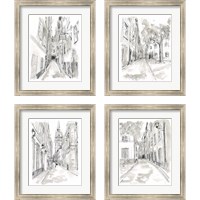 Framed 'European City Sketch 4 Piece Framed Art Print Set' border=