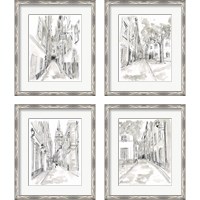 Framed 'European City Sketch 4 Piece Framed Art Print Set' border=